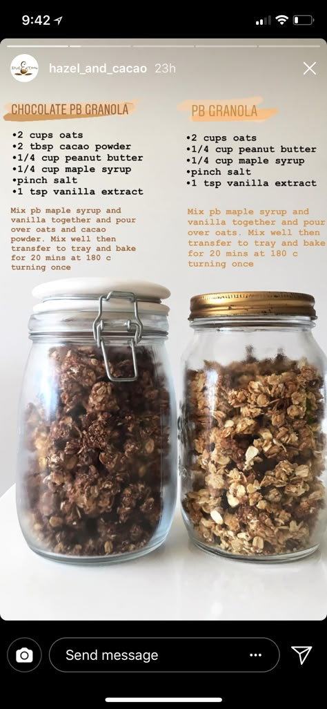 PRINTED Granola Recipe, Granola Recipes, Healthy Sweets Recipes, Healthy Food Ideas, Healthy Sweets, Healthy Baking, Healthy Snacks Recipes, Healthy Meal Prep, Healthy Treats