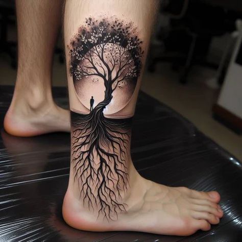 Family Tree Tattoo for Men: Meaningful Designs on Shoulder, Forearm, and Upper Arm Roots Tattoo Ideas, Tree Shoulder Tattoo, Mother Tree Tattoo, Family Tree Tattoo For Men, Tree Tattoo For Men, Tattoo For Men Meaningful, Tree Of Life Tattoo Men, Family Tree Tattoo Designs, Watercolor Tree Tattoo