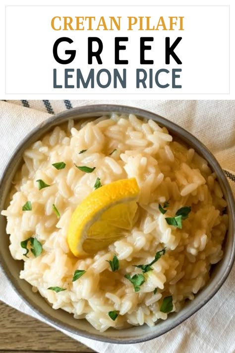 Pilafi Greek, Creamy Lemon Rice, Greek Rice Pilaf, Vegetarian Greek Recipes, Greek Side Dishes, Lenten Meals, Postpartum Food, Wedding Rice, Greek Rice