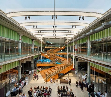 OMA inserts "monumental" staircases into POST Houston venue Transformation Architecture, Wide Staircase, Oma Architecture, Cedric Price, Warehouse Renovation, Post Houston, Office Transformation, Culture Center, Rem Koolhaas