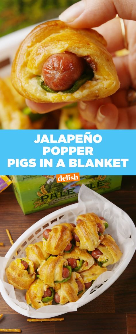 Popper Pigs In A Blanket, Jalapeño Peppers, Jalapeño Poppers, Jalapeno Recipes, Jalapeno Popper, Crescent Roll Recipes, Pigs In A Blanket, Football Food, Jalapeno Poppers