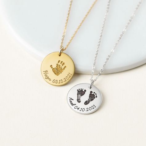 Footprint Necklace, First Time Mother, Court Message, Toddler Necklace, Mom Pendant, Baby Footprint, Mother Necklace, Baby Handprint, Foot Print