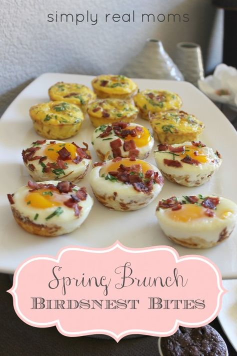 Birdsnest Bites, perfect for a spring brunch or make-ahead breakfasts!! Spring Brunch Party, Breakfast Finger Foods, Valentines Brunch, Spring Brunch, Breakfast Bites, Mother's Day Brunch, Cheese Burger, Birthday Brunch, Mothers Day Brunch