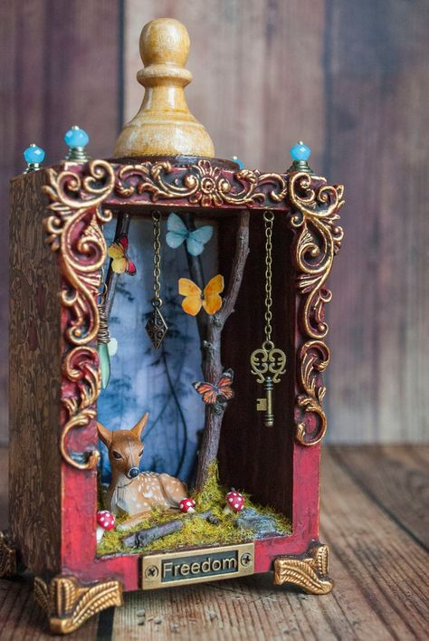 Collage Story, Shadowbox Art, Shrines Box, Box Diorama, Box Assemblage, Shrines Art, Miniature Diorama, Hope Christmas, Christmas Shadow Boxes