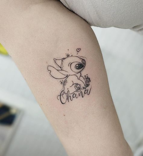 250+ Best Disney Tattoo Designs (2020) Simple Small Themed Ideas from Disneyland World Disney Tattoo Designs, Tattoos Disney, Disney Stitch Tattoo, Lilo And Stitch Tattoo, Disney Inspired Tattoos, Ohana Tattoo, Disney Sleeve Tattoos, Disneyland World, Stitch Tattoo