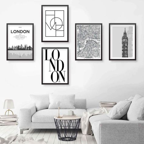 Set of 5 LONDON Art Prints cityscape, Skyline Street Map Big Ben Wall – Artze Wall Art Different Decorating Styles, London Art Print, Trendy Interior Design, Manchester Art, Pink Art Print, Wall Pictures, Poster Artwork, Street Map, London Art