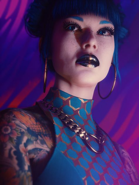 Love the makeup and styling here. Cyberpunk Women, Cyberpunk Makeup, Futuristic Cyberpunk, Cyberpunk Girl, Cyberpunk Aesthetic, Arte Cyberpunk, Edgy Makeup, Cyberpunk Character, Cyberpunk Style