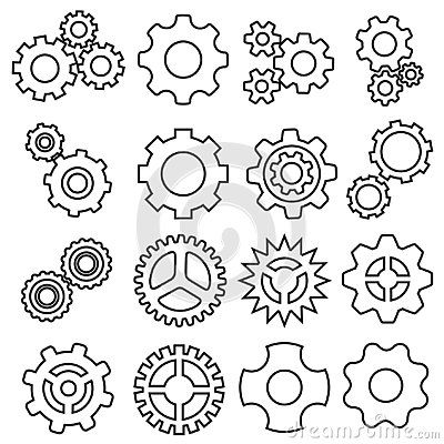 Types Of Gears, Mechanical Gears Drawing, Gears Drawing, Gears Illustration, Gear Aesthetic, Gear Illustration, Gear Template, Gear Drawing, Cogs And Gears