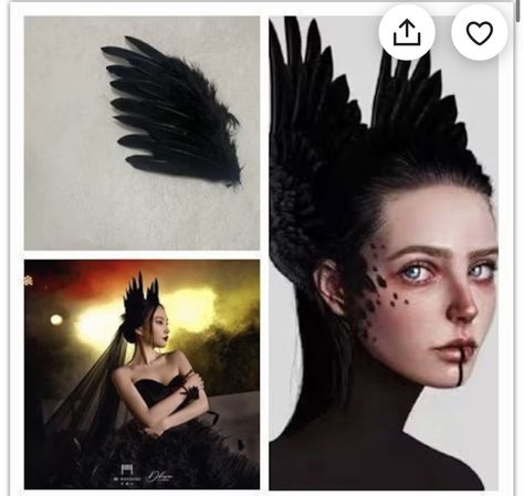 Crow Cosplay, Feather Hair Accessories, Feather Hair Pieces, Feather Hair Clips, Art Costume, Feather Hair, Feather Headdress, Hair Design, Stage Performance