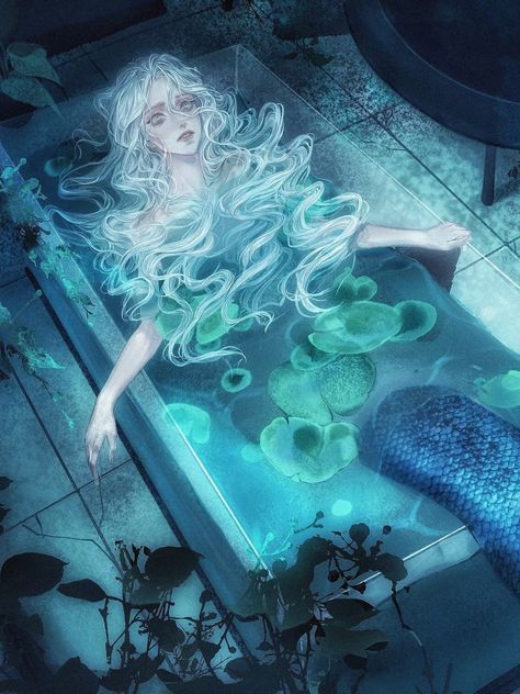 Blue Magical Girl, Magical Girl Oc, Girl Oc, Mermaid Wallpapers, Mermaid Drawings, Marine Theme, Mermaid Dreams, Mermaids And Mermen, Pretty Drawings