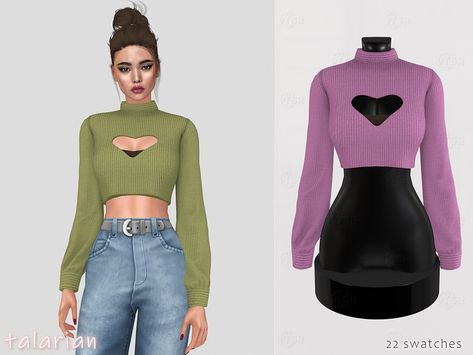 The Sims Resource - Josie crop knit sweater Sims 4 Cc Crop Tops, Cute Sims 4 Cc, Cute Sims, Crop Knit Sweater, Denim Texture, White Crop Top Tank, Sims 4 Teen, Hot Sweater, Cropped Knit Sweater