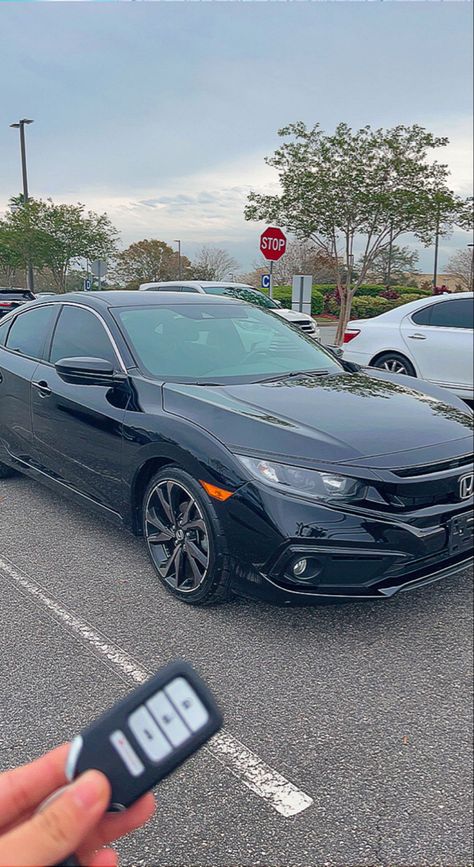 2020 Honda Civic, Brand New Car, New Car, Cars For Teenagers, Honda Sports Car, Best Cars For Teens, Black Honda, Honda Civic Sport, Car For Teens