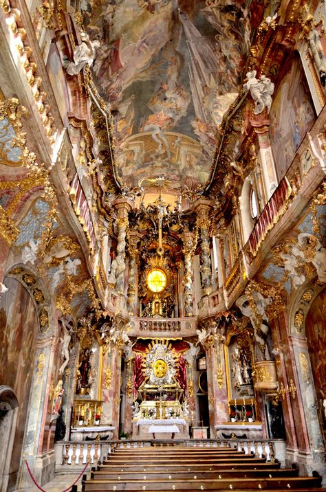 Asam Church Munich, Germany Culture Aesthetic, Germany Museums, German Buildings, German Aesthetic, German Church, Baroque Church, German Artists, German Culture