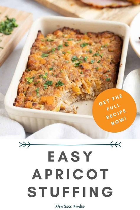 Easy apricot stuffing is a delicious side dish to serve with Christmas turkey, honey roast gammon, or roast chicken! Honey Roast Gammon, Apricot Stuffing, Roast Gammon, Christmas Turkey, Easy Recipes For Beginners, Pizza Recipes Easy, Easy Meals For Kids, Easy Pizza, Stuffing Recipes