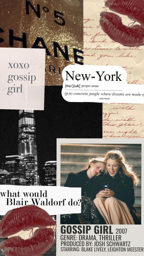 gossip girl wallpaper #xoxogossipgirl #wwbwd #gossipgirl #chanel #empirestateofmind Gossip Girl Wallpaper Iphone, Chloe Wallpaper Name, Gossip Girl Background, Xoxo Gossip Girl Wallpaper, Gossip Girl Collage, Gossip Girl Aesthetic Wallpaper, Gossip Girl Poster, It Girl Wallpaper, Gossip Girl Wallpaper