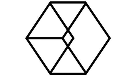 The studio work of EXODUS appeared before the fans in the version of hexagon, the outlines of which were made in black, and the intersection of lines inside it allowed “to see all the letters of the band’s name. At the same time, the intersection of the elements of the letter “X” was represented in the form of a rhombus. Exo Logo, S Name, Letter X, Chanyeol And Do, The Studio, Exo, Band, ? Logo, Black