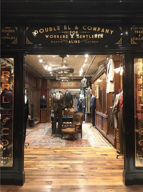 Gentleman Decor, Suit Stores, Clothing Store Interior, Clothing Store Design, Double Rl, Storefront Design, Store Layout, Mens Clothing Store, Shop Aesthetic