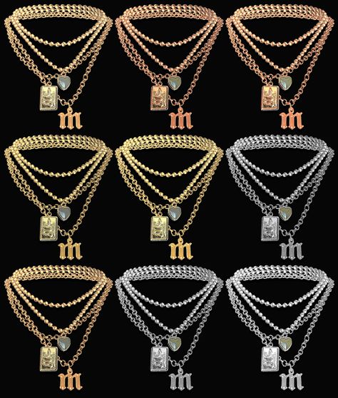 Sims 4 Diamond Chain, Sims 4 Chains, Sims 4 Chain Cc, Full Body Chain, Edgy Necklace, Sims 4 Challenges, Sims 4 Black Hair, Sims 4 Download, Free Sims 4