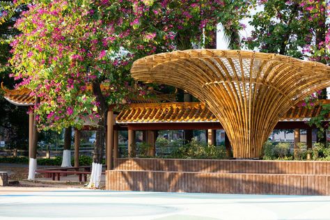 Gallery of Changqi Stadium Bamboo Corridor / Atelier cnS - 9 Bamboo Architecture, Bamboo House, Ticket Design, Wedding Design Decoration, South China, Architect House, Architecture Portfolio, School Architecture, Agra