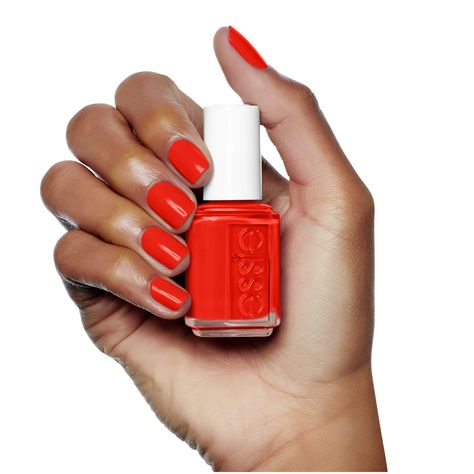 Orange Red Nail Polish, Red Orange Nails, Essie Colors, Essie Nail Colors, Orange Nail Polish, Mini Macaron, Watermelon Nails, Short Fake Nails, Russian Roulette