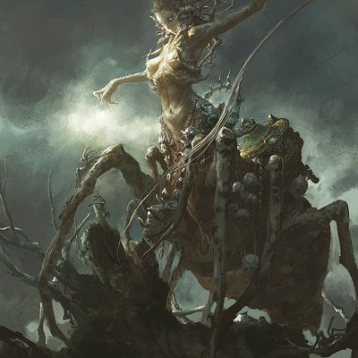 Monkey War by Fenghua Zhong on ArtStation. Baba Jaga, Spider Queen, Heroic Fantasy, 다크 판타지, Fantasy Monster, The Spider, Digital Art Illustration, 판타지 아트, Creature Concept