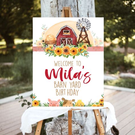 Farm Birthday Welcome Sign Barn Yard Birthday Welcome Sign Barn Animal Birthday Welcome Sign Barnyard Birthday Party Welcome Sign by ColeyCollective on Etsy Farm Birthday Party Decor, Barn Yard Birthday, Gracie Birthday, Birthday Favors Kids, Barnyard Birthday Party, Farm Theme Birthday, Cowgirl Birthday Party, Barnyard Party, Birthday Welcome Sign