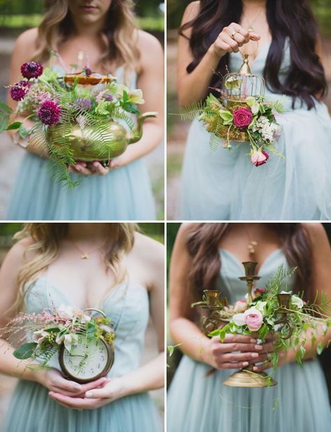 10 Unique & Creative Bridesmaid Bouquet Alternatives - Brass Antiques Bridesmaid Bouquet Alternatives, Alternative Bridesmaid, Enchanted Forest Wedding, Unique Bouquet, Unique Bridesmaid, Enchanted Wedding, Fairy Wedding, Fantasy Wedding, Fairy Tale Wedding