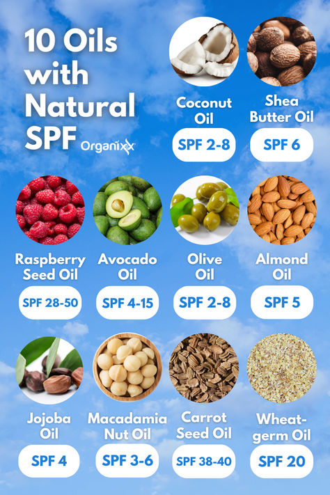 If you're looking for natural alternatives that still protect against UV rays - these 10 oils offer natural SPF! 🌞🧴 #suncare #NationalSunSafeWeek #allnaturalsunscreen #SunSafety  For more skin health tips, check out this link. 💛 Natural Spf Oils, Skincare Basics, All Natural Sunscreen, Fertility Nutrition, Almond Seed, Healthier Alternatives, Natural Spf, Face Oils, Natural Alternatives