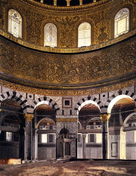 Dome Of The Rock Interior, Black Numenorean, Rock Interior, The Dome Of The Rock, Umayyad Caliphate, Arcology, Bullet Journal 2019, Dome Of The Rock, Library Reference