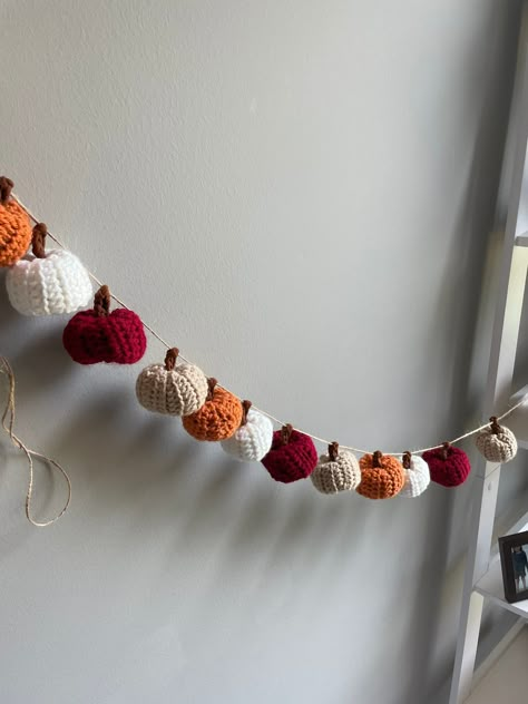 crochet pumpkin - fall decor - fall decorations for home - farmhouse fall decor - thanksgiving decor - handmade - rustic pumpkin Cotton Fall Decor, Fall Decor Handmade, Crochet Rustic Decor, Fall Crochet Inspiration, Red Fall Decor, Cute Fall Crafts For Teens, Fall Crochet Ideas Decor, Fall Aesthetic Crafts, Crochet Ideas For Fall