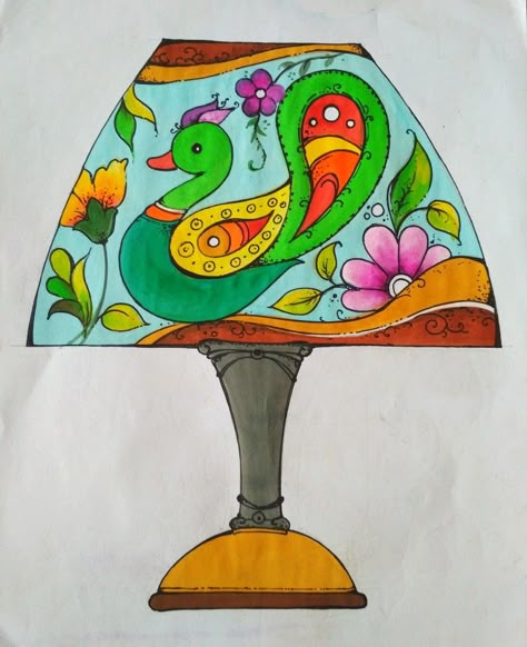 Drawing Ideas For Exam, Lamp Design Drawing For Intermediate, Design For Intermediate Exam, Table Lamp Drawing, Dumbo Drawing, Exam Drawing, Drawing Lamp, Intermediate Drawing, Color Wheel Art Projects