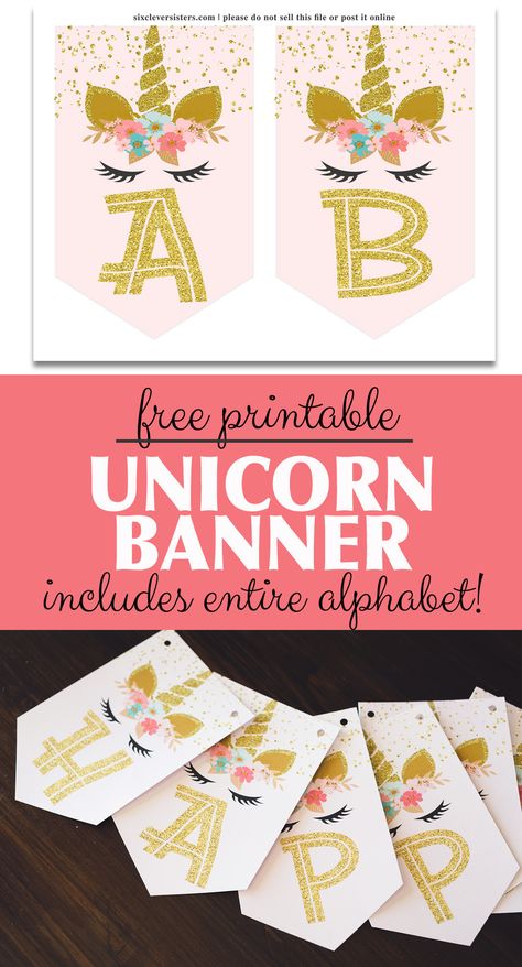 Printable Unicorn Birthday, Happy Birthday Banner Printable, Unicorn Banner, Printable Birthday Banner, Birthday Banner Template, Unicorn Birthday Party Decorations, Diy Birthday Banner, Unicorn Themed Birthday Party, Diy Unicorn