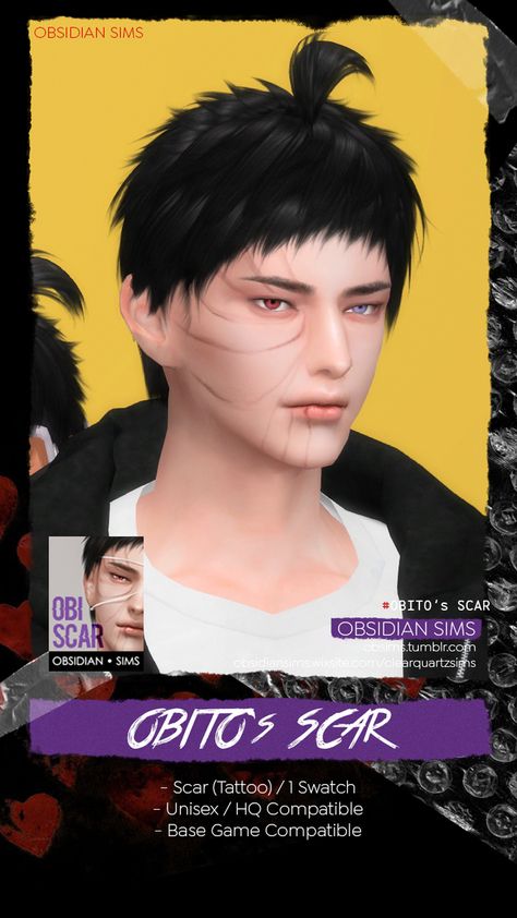 OBITO's SCAR | OBSIDIAN SIMS on Patreon Obsidian Sims, Cc Eyes, Eye Scar, Men's Piercings, Sims 4 Piercings, Facial Scars, Sims 4 Cc Eyes, Naruto Eyes, Sims 4 Anime