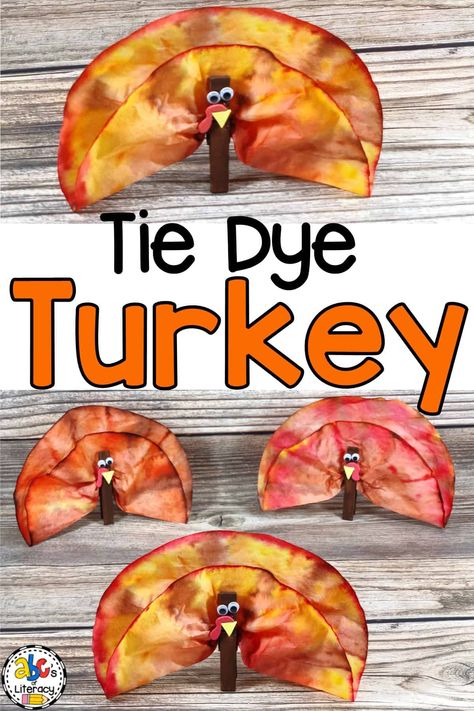 This Tie Dye Coffee Filter Turkey Craft is a fun, process art activity to do in a classroom or homeschool. This Turkey craft is easy for all ages to create. Coffee Filter Turkey, Craft Thanksgiving, Turkey Crafts Kids, Thanksgiving Crafts For Toddlers, Fun Thanksgiving Crafts, Thanksgiving Crafts Preschool, Thanksgiving Turkey Craft, Thanksgiving Crafts Diy, Easy Thanksgiving Crafts