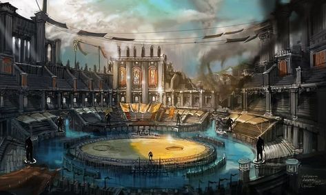 Another take on an arena Gladiator Arena, 다크 판타지, Fantasy City, Fantasy Setting, Fantasy Places, Fantasy Art Landscapes, Fantasy Concept Art, 판타지 아트, Environment Concept Art