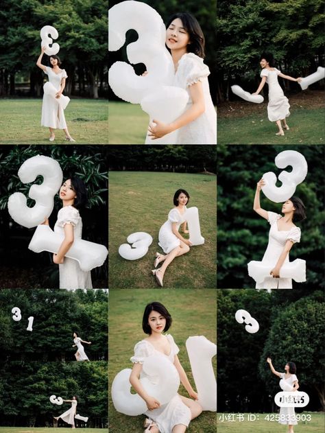 Birthday Poses With Balloons, Birthday Number Balloons Photo Ideas, Birthday Shoot Outdoor, Balloon Birthday Photoshoot, Birthday Fotoshoot Ideas, Birthday Session Ideas, Birthday Shoot Ideas Outdoor, Number Photoshoot, Birthday Photoshoot Outdoor