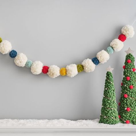 Felt Wreath - Ivory | West Elm Christmas Pom Pom, Felt Wreath, Pom Garland, Pom Pom Crafts, Pom Pom Garland, Felt Garland, Felt Ball, Modern Christmas, Xmas Crafts