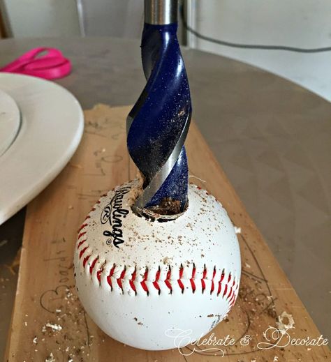 It is time for Baseball again!  For me that means it is time for some baseball crafts!  I like baseball, the Summer weather, the green grass field, th… Baseball Crafts Diy, Baseball Ornaments Diy, Baseball Project, Baseball Table, Opening Day Baseball, Baseball Ornaments, Spring Burlap Wreath, Baseball Wreaths, Green Grass Field