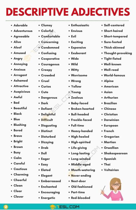 Descriptive Adjectives | List of Useful Descriptive Adjectives in English 3 Adjectives In English, Descriptive Adjectives, List Of Adjectives, Adjective Words, English Adjectives, Essay Writing Skills, Descriptive Words, Interesting English Words, Good Vocabulary Words