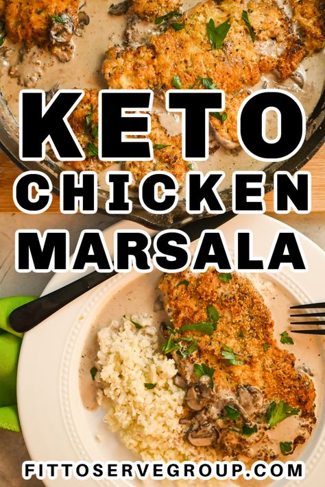 This keto chicken Marsala features breaded chicken breasts and creamy marsala sauce. At 4.2 grams of net carbs, it's the perfect Italian dish! Enjoy a classic Italian marsala chicken dish without the worry of too many carbs or gluten. Low-carb chicken marsala| gluten-free chicken marsala Low Carb Chicken Marsala, Chicken Marsala Crockpot, Keto Chicken Marsala, Keto Italian Chicken, Chicken Scallopini, Keto Pork Chops, Marsala Sauce, Marsala Recipe, Marsala Chicken Recipes