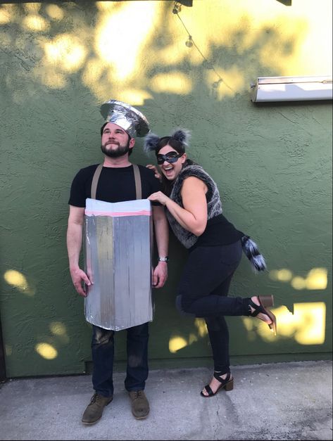 Diy Raccoon Costume Women, Trash Panda Costume, Diy Trash Can Costume, Raccoon And Trash Can Costume, Raccoon Costume Diy Women, Raccoon Costume Diy, Trash Can Costume, Possum Costume, Raccoon Halloween Costume