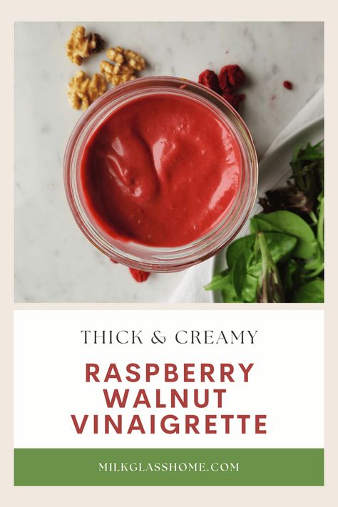 Raspberry Walnut Vinaigrette, Baby Spinach Salad, Baby Spinach Salads, Vinaigrette Salad, Raspberry Vinaigrette, Walnut Recipes, Refreshing Salad, Glass Home, Vinaigrette Dressing