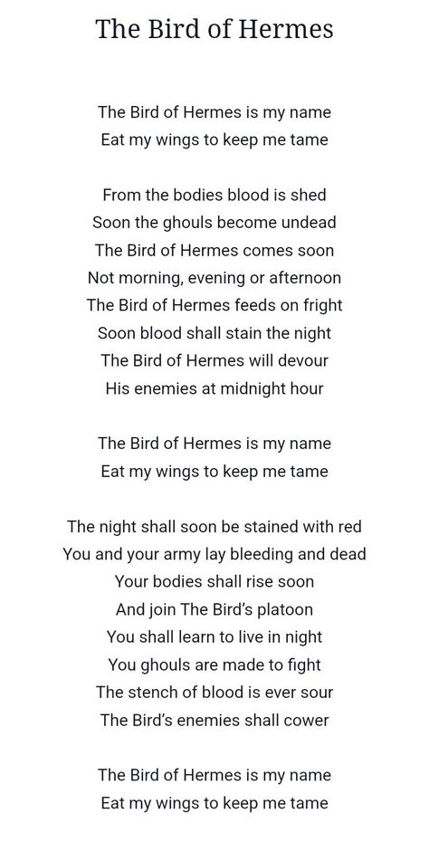 I am hermes, I became tame by devouring my own wings. The Bird Of Hermes Is My Name, Hellsing Quotes, Hellsing Aesthetic, Hermes Poster, The Bird Of Hermes, Forest Shaman, Hermes Art, Hermes Aesthetic, Alucard Hellsing