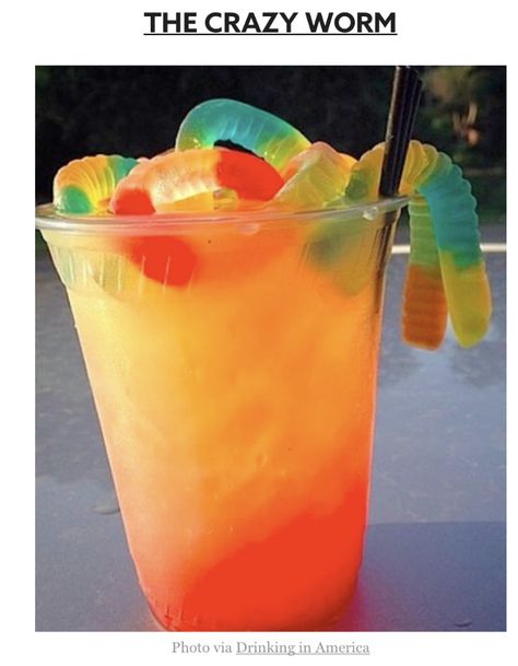 Drink Vodka, Juice Splash, Gummy Worm, Tipsy Bartender, Gummy Worms, Alcohol Recipes, Slushies, Adult Drinks, Pineapple Juice