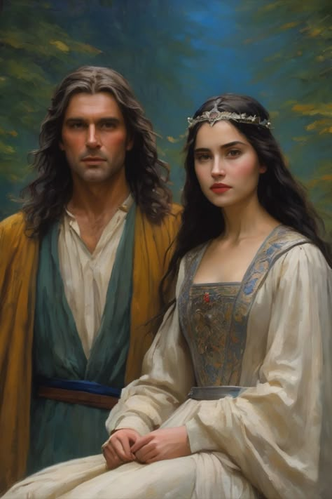 Beren And Luthien Art, Silmarillion Elves, Beren And Luthien, Arwen Costume, Elf Couple, Silmarillion Art, Tolkien Artwork, Ariana Grande Victorious, Tale Dress