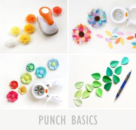 Want to get more out of your punches? Check out this Punch Basics series by Lisa Storms. It's pretty amazing what you can create using basic shapes!  ... Scrapbook Punches, Craft Paper Punches, Paper Punch Art, Craft Punches, Paper Flower Tutorial, Paper Punch, Punch Art, Paper Flowers Diy, Flower Tutorial