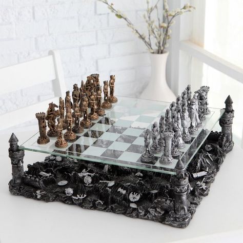 3D Knight Pewter Chess Set Expensive Gifts For Men, Dragon Chess, 3d Chess Set, Medieval Chess Set, Medieval Chess, Themed Chess Sets, 3d Chess, Glass Chess Set, Knight Chess