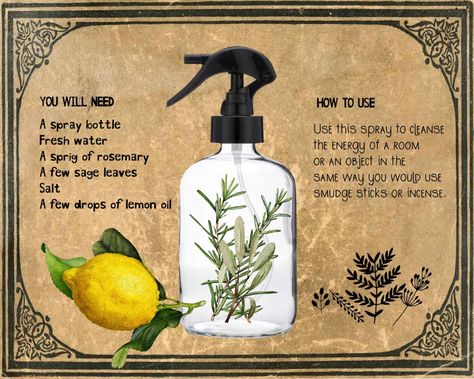 A Simple And Effective DIY Witchy Cleansing Spray Recipe Witchcraft Diy, Cleansing Spray, Wiccan Magic, Witch Spirituality, Magic Herbs, Witch Diy, Wiccan Spell Book, Witchcraft Spell Books, Witch Spell Book