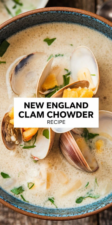 Indulge in the creamy goodness of New England Clam Chowder! Made with fresh clams, potatoes, and a rich, velvety broth—perfect for a cozy meal any time of the year. Light Clam Chowder Recipe, Claim Chowder Recipe, Clam Recipes Fresh, Littleneck Clam Recipes, Clam Chowder Recipe New England, Fresh Clams, Clam Chowder Recipe, New England Clam Chowder, Steamed Clams