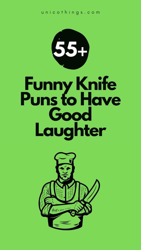 Slice through the monotony with these funny and hilarious Knife puns. Whether you're a cooking enthusiast or a chef at heart these puns will let the laughter carve its way into your day. Cooking Puns, Witty Comebacks, Double Entendre, Best Puns, A Chef, Brighten Your Day, A Smile, Puns, Chef